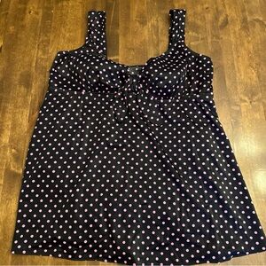 Longitude Swimsuit Dress Womens 24W Polka‎ Dot Slimming Beach Pool Vacation 🖤💕